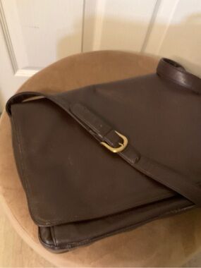Charter Club Dark Brown Leather Crossbody Messenger Bag